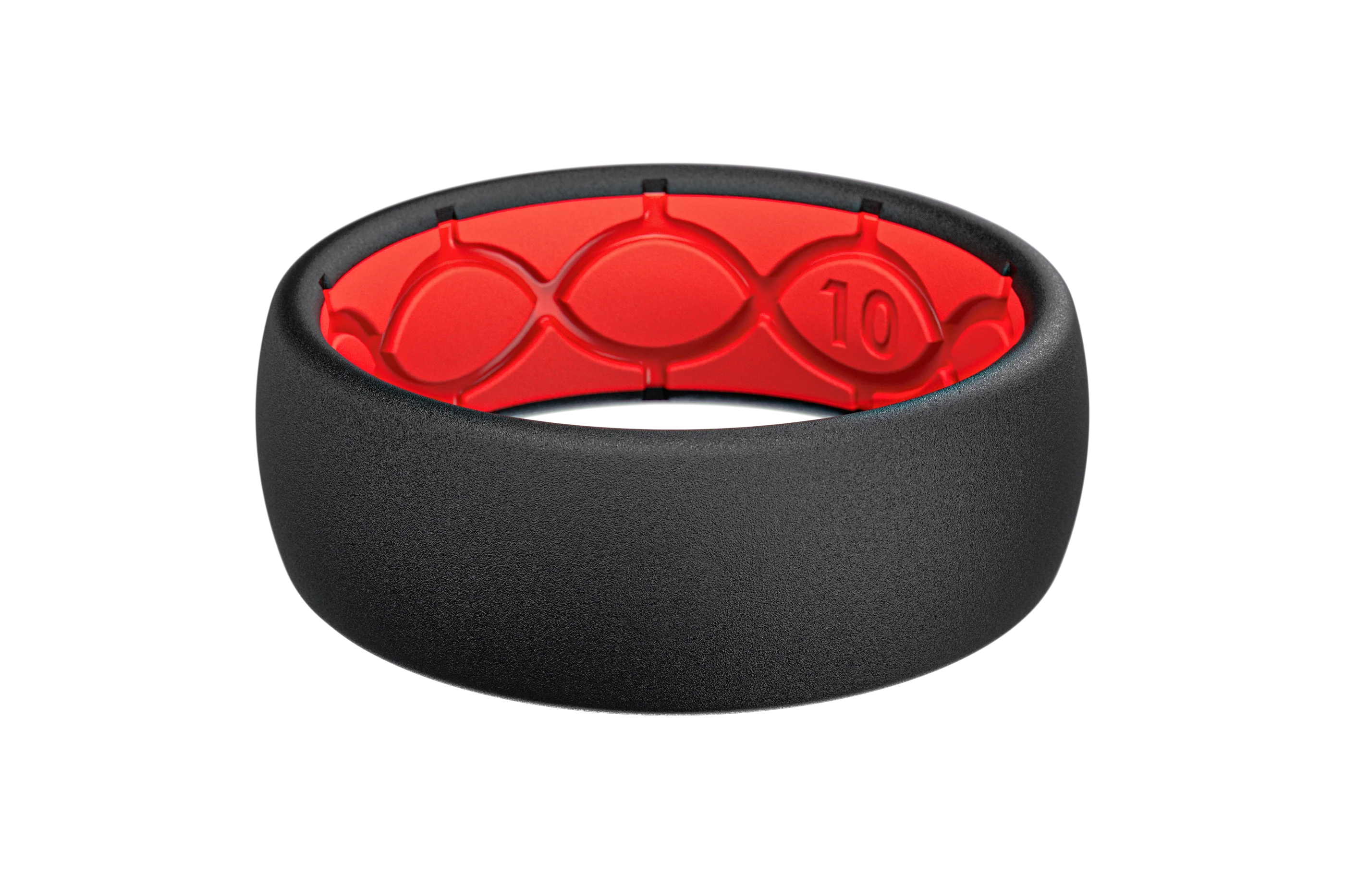Solid Midnight Black & Raspberry Red Ring - Image 3