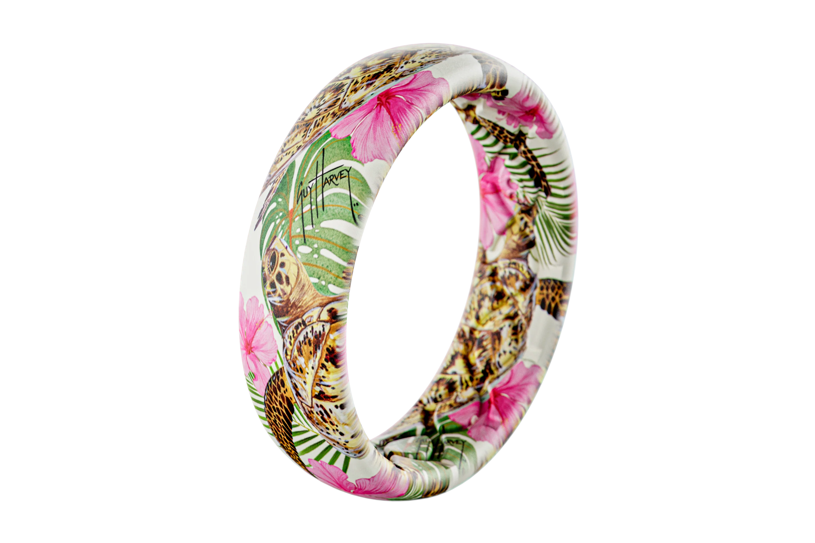 Guy Harvey Pink Hibiscus Turtle Thin Ring - Image 3